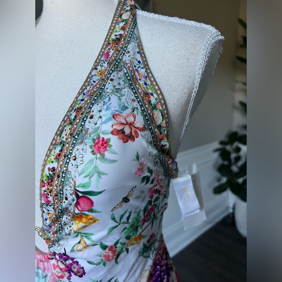 CAMILLA RING DETAIL PLUNGE V ONE PIECE, PLUMES AND PARTERRES SZ S 429$ - Picture 10 of 12